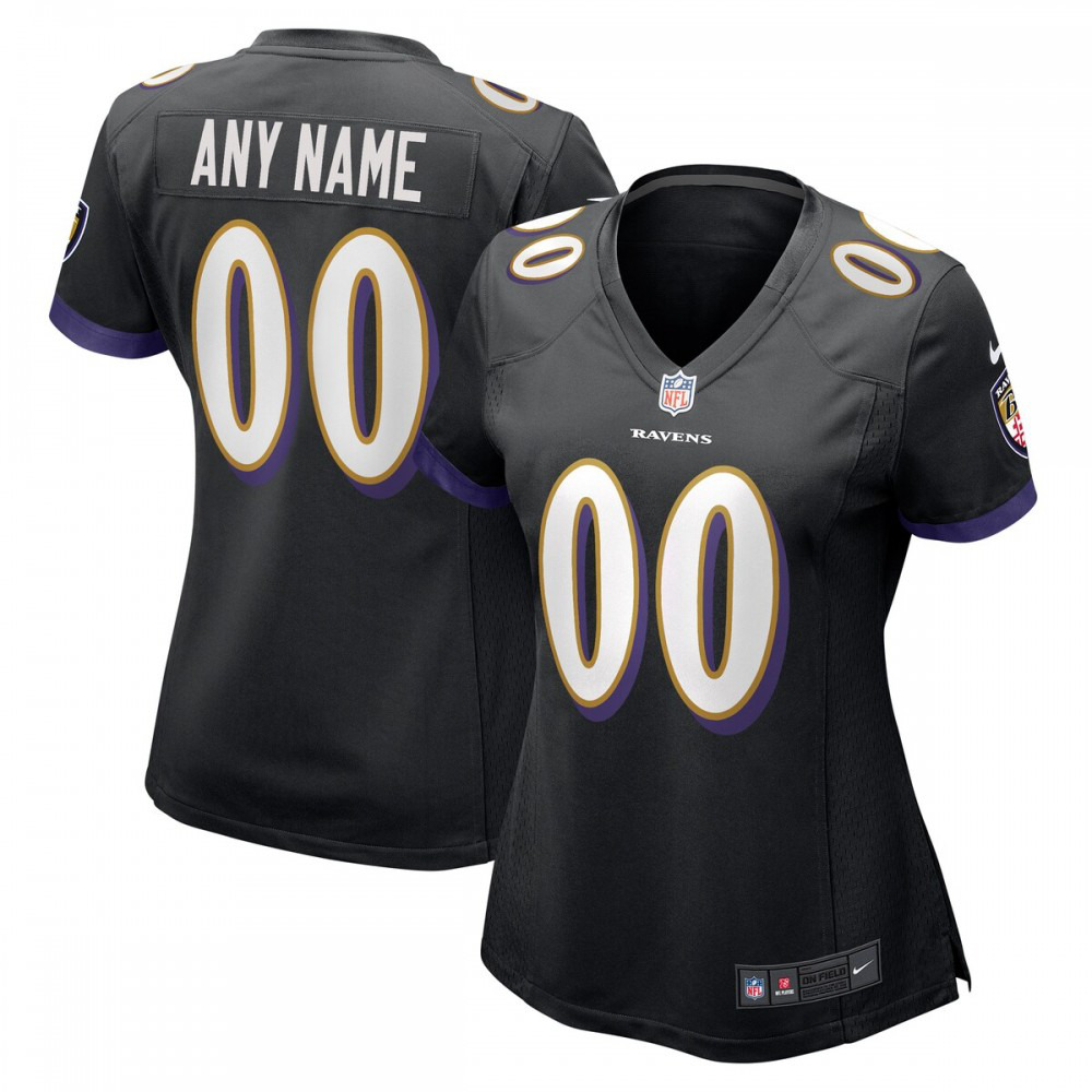 Baltimore Ravens Women's Alternate Custom Game Jersey - Black-Pro Kit Vault | Brand New 26/27 Sports Jerseys