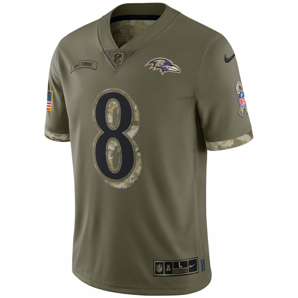 Lamar Jackson Baltimore Ravens 2022 Salute To Service Limited Jersey - Olive-Pro Kit Vault | Brand New 26/27 Sports Jerseys