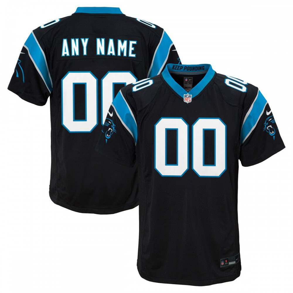 Carolina Panthers Youth Custom Game Jersey - Black-Pro Kit Vault | Brand New 26/27 Sports Jerseys