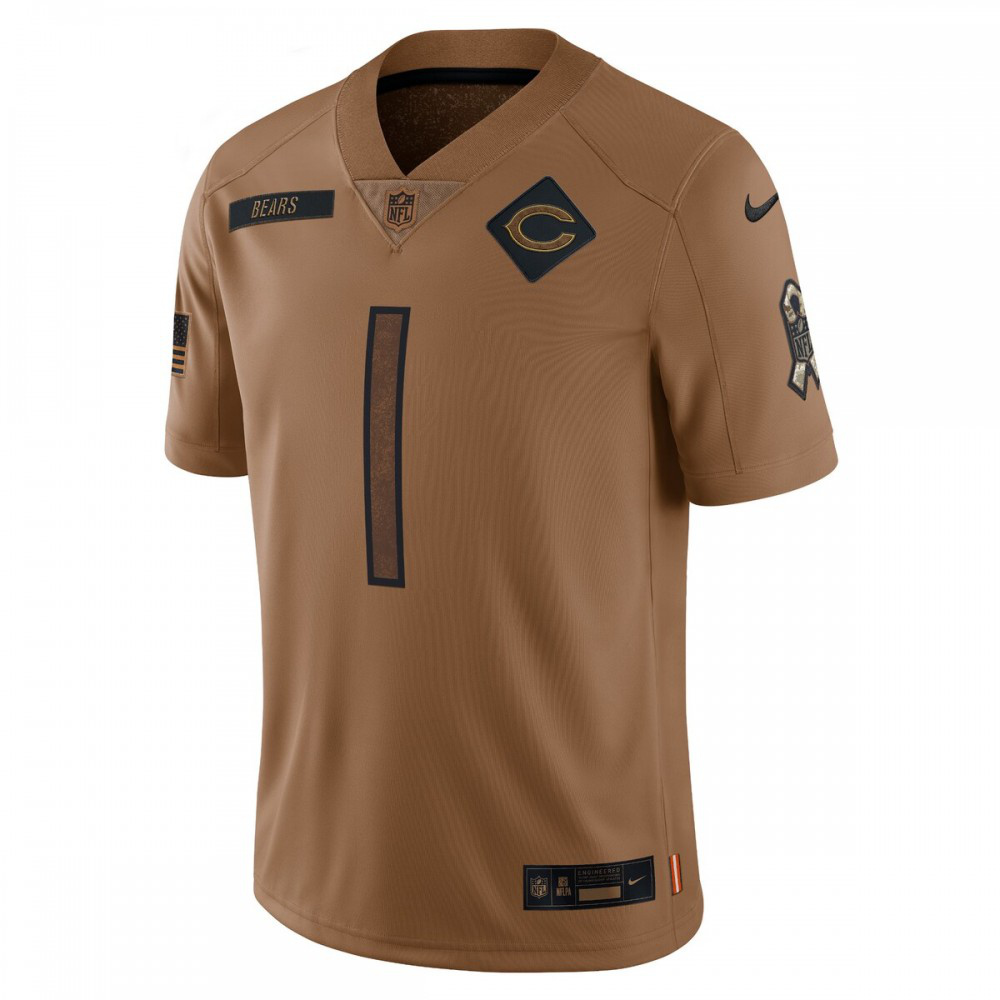 Justin Fields Chicago Bears 2023 Salute To Service Limited Jersey - Brown-Pro Kit Vault | Brand New 26/27 Sports Jerseys