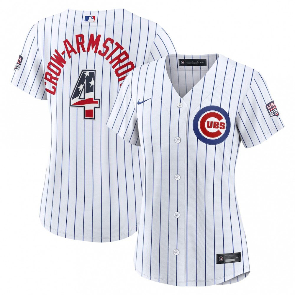 Pete Crow-Armstrong Chicago Cubs Women's USA 250 Fourth of July Home Stadium Jersey - White-Pro Kit Vault | Brand New 26/27 Sports Jerseys
