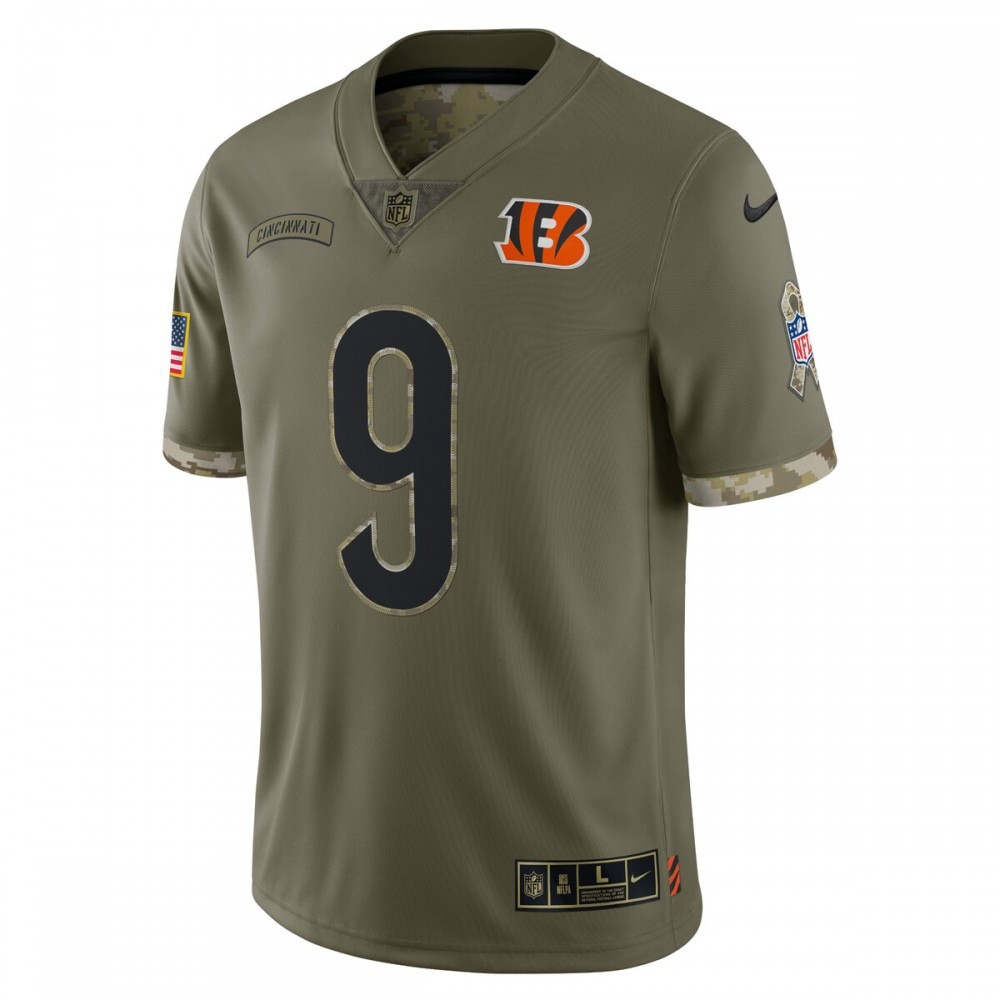 Joe Burrow Cincinnati Bengals 2022 Salute To Service Limited Jersey - Olive-Pro Kit Vault | Brand New 26/27 Sports Jerseys