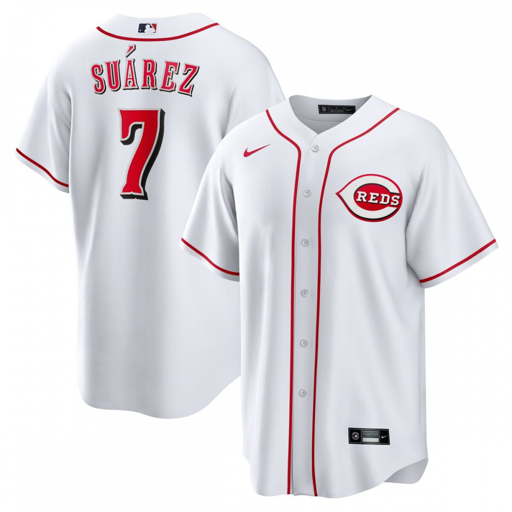 Eugenio Suarez Cincinnati Reds Home Replica Player Name Jersey - White-Pro Kit Vault | Brand New 26/27 Sports Jerseys