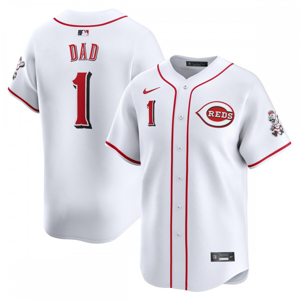 Cincinnati Reds #1 Dad Home Limited Jersey - White-Pro Kit Vault | Brand New 26/27 Sports Jerseys