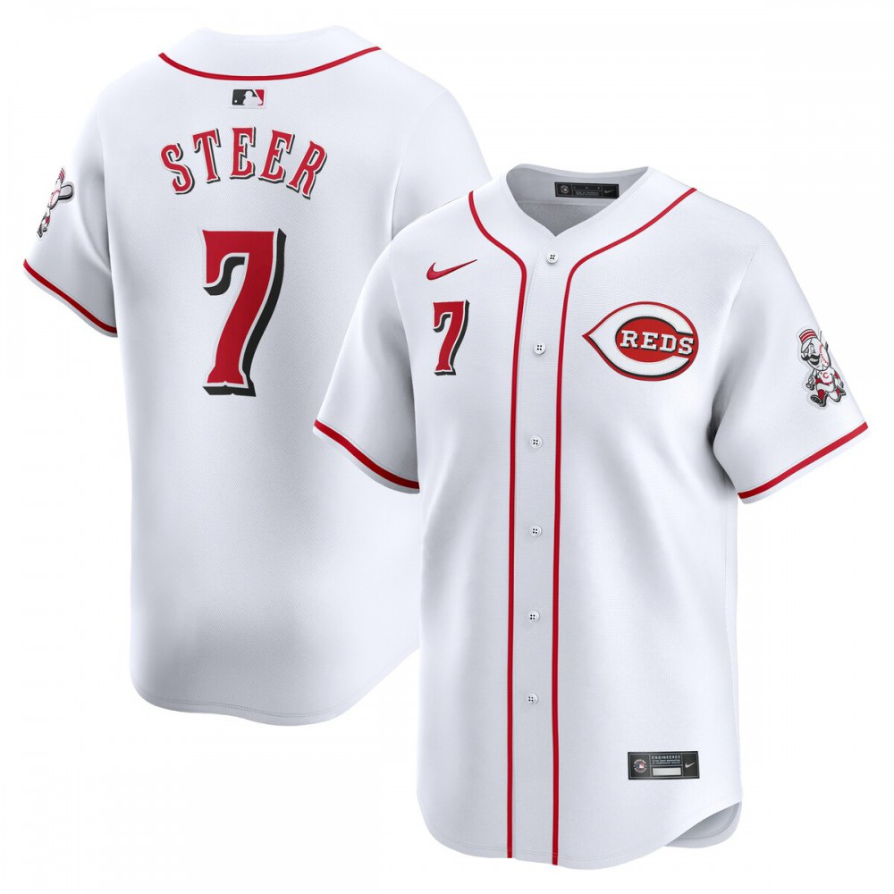 Spencer Steer Cincinnati Reds Home Limited Player Jersey - White-Pro Kit Vault | Brand New 26/27 Sports Jerseys