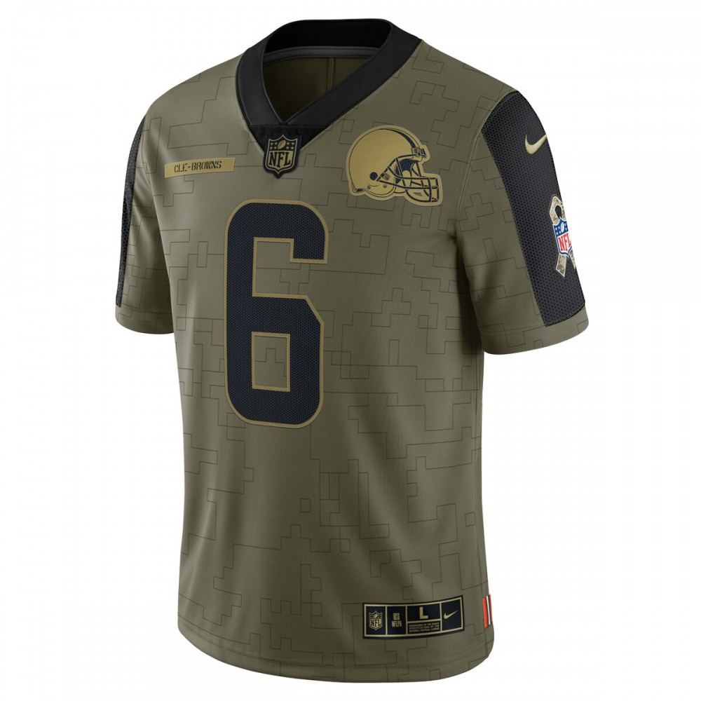 Baker Mayfield Cleveland Browns 2021 Salute To Service Limited Player Jersey - Olive-Pro Kit Vault | Brand New 26/27 Sports Jerseys