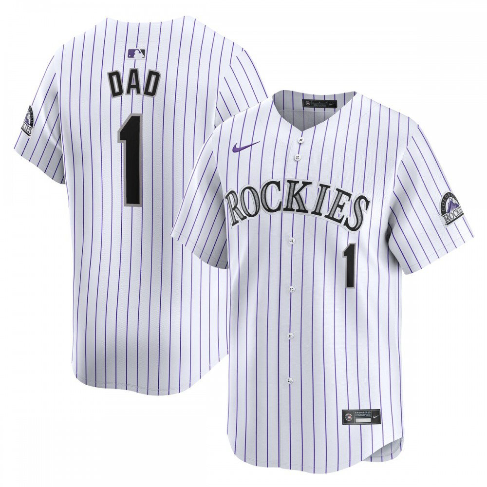 Colorado Rockies #1 Dad Home Limited Jersey - White-Pro Kit Vault | Brand New 26/27 Sports Jerseys