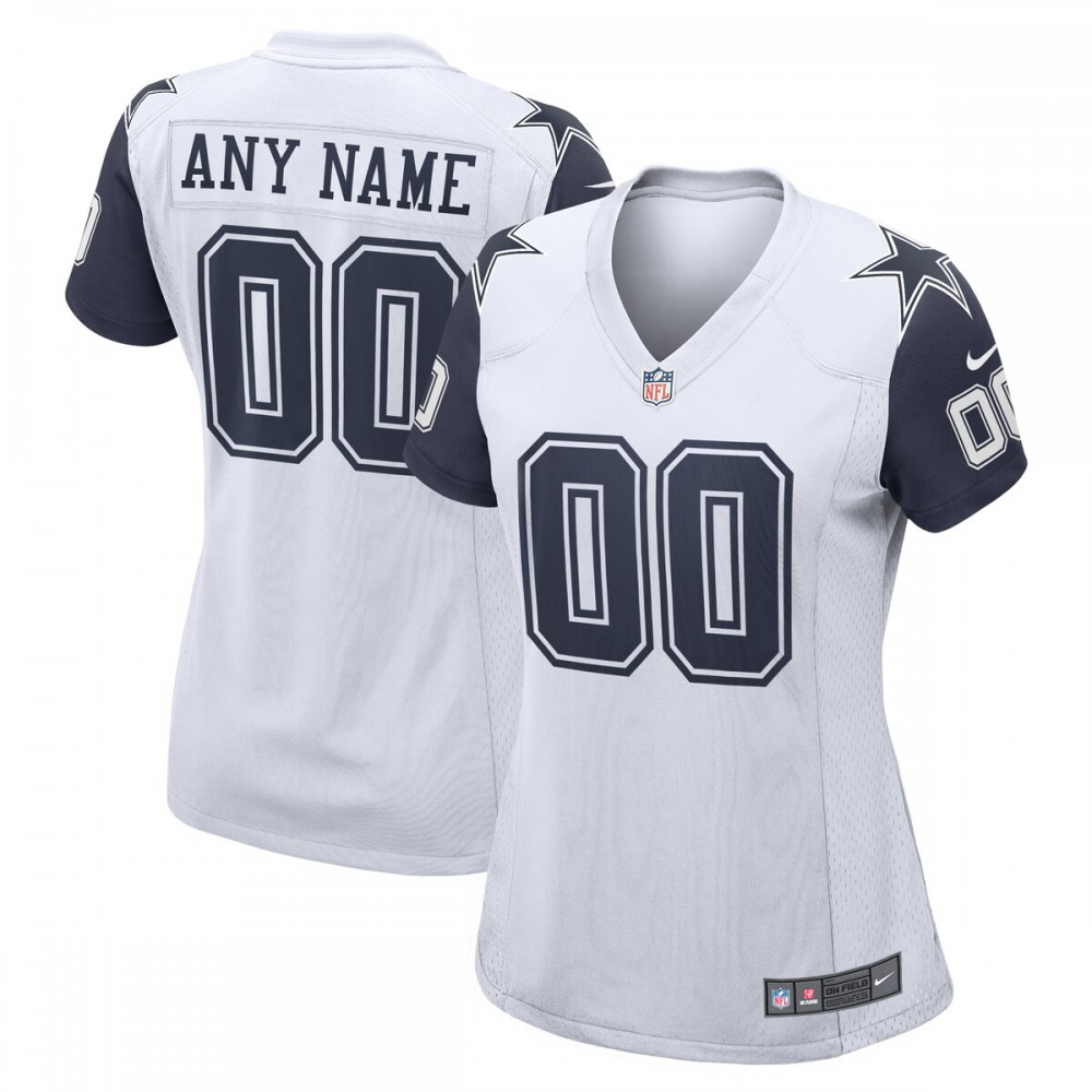 Dallas Cowboys Women's Alternate Custom Game Jersey - White-Pro Kit Vault | Brand New 26/27 Sports Jerseys