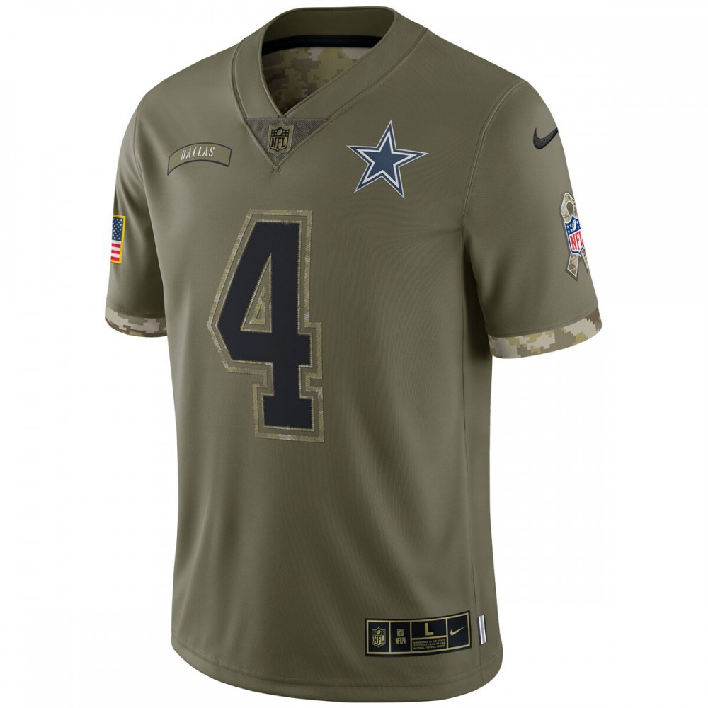 Dak Prescott Dallas Cowboys 2022 Salute To Service Limited Jersey - Olive-Pro Kit Vault | Brand New 26/27 Sports Jerseys