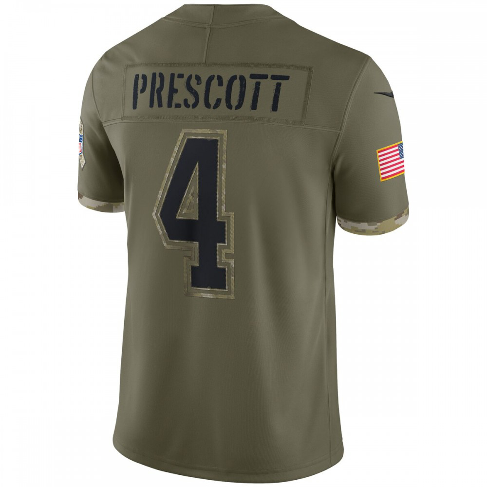 Dak Prescott Dallas Cowboys 2022 Salute To Service Limited Jersey - Olive-Pro Kit Vault | Brand New 26/27 Sports Jerseys