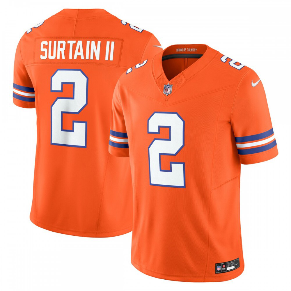 Patrick Surtain II Denver Broncos Alternate Mile High Collection 1977 Throwback Vapor F.U.S.E. Limited Jersey - Orange-Pro Kit Vault | Brand New 26/27 Sports Jerseys