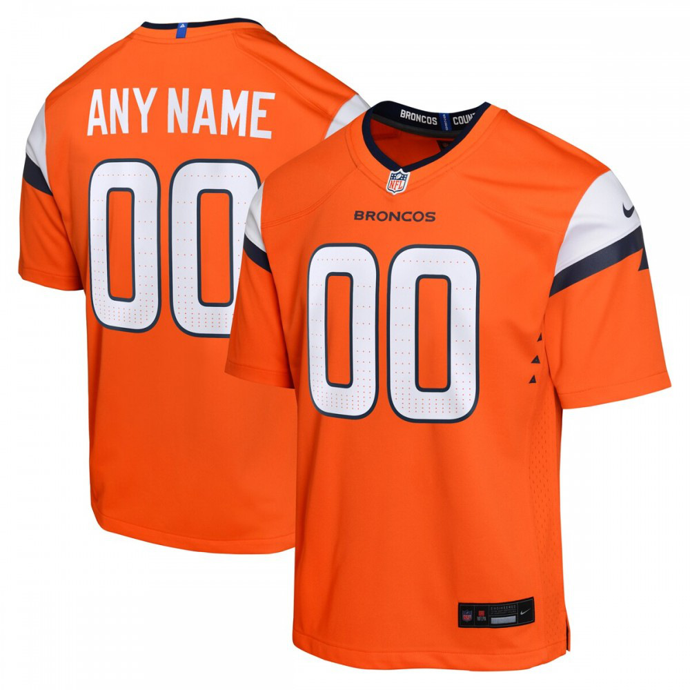 Denver Broncos Youth Custom Game Jersey - Orange-Pro Kit Vault | Brand New 26/27 Sports Jerseys