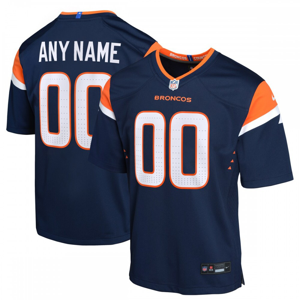 Denver Broncos Youth Alternate Custom Game Jersey - Navy-Pro Kit Vault | Brand New 26/27 Sports Jerseys
