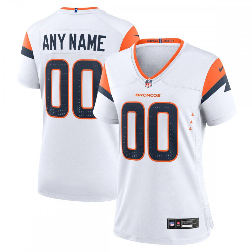 Denver Broncos Women's Custom Game Jersey - White-Pro Kit Vault | Brand New 26/27 Sports Jerseys