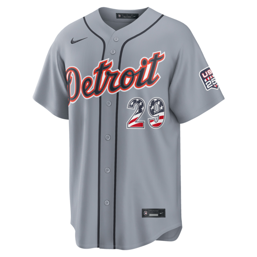 Tarik Skubal Detroit Tigers USA 250 Fourth of July Road Stadium Jersey - Gray-Pro Kit Vault | Brand New 26/27 Sports Jerseys