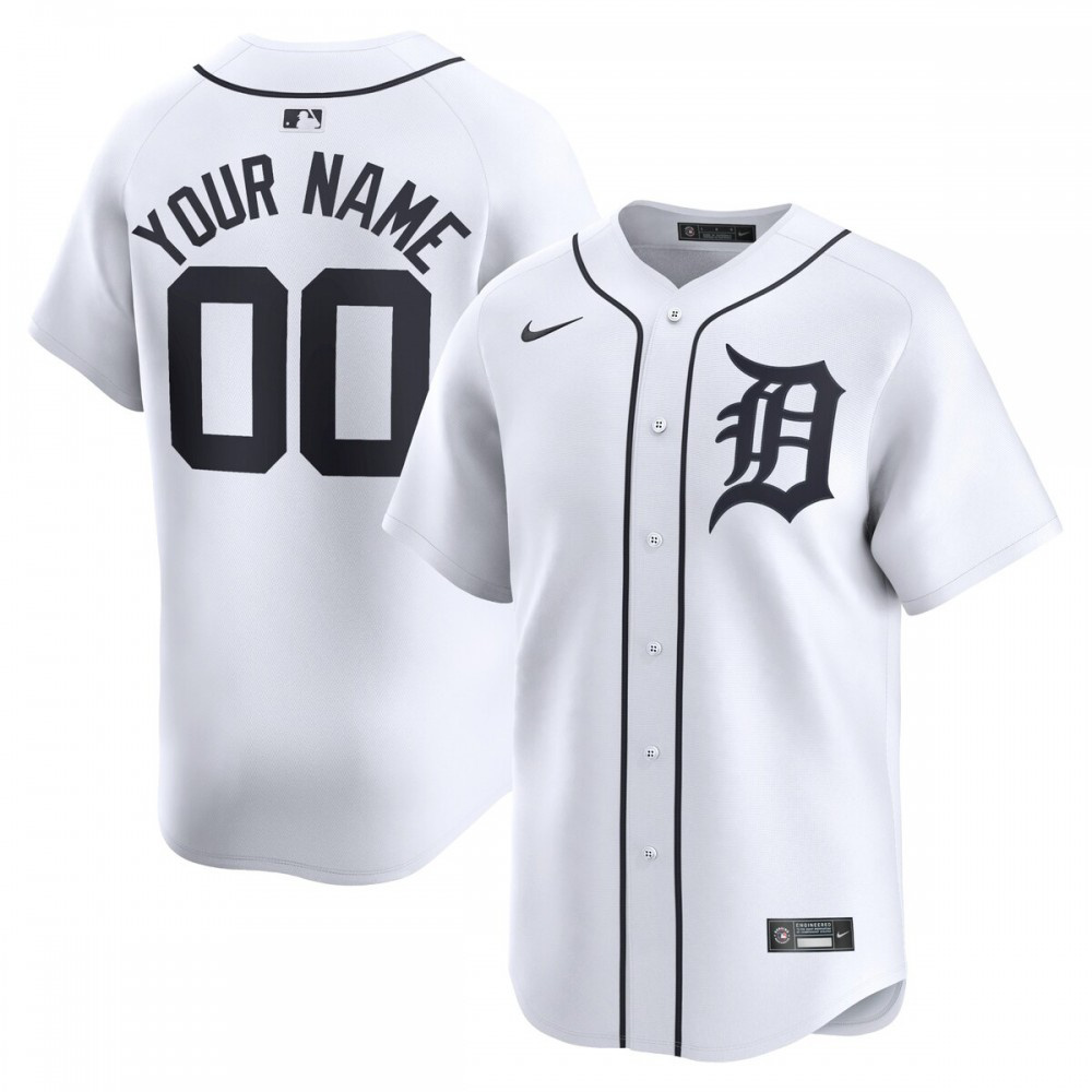Detroit Tigers Home Limited Custom Jersey - White-Pro Kit Vault | Brand New 26/27 Sports Jerseys