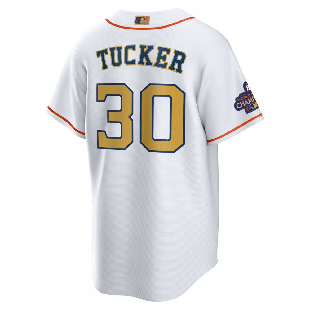 Kyle Tucker Houston Astros 2023 Gold Collection Replica Player Jersey - White/Gold-Pro Kit Vault | Brand New 26/27 Sports Jerseys
