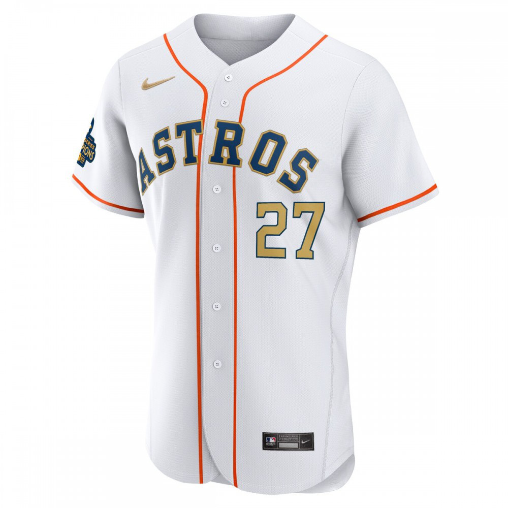 Jose Altuve Houston Astros 2023 Gold Collection Authentic Player Jersey - White-Pro Kit Vault | Brand New 26/27 Sports Jerseys