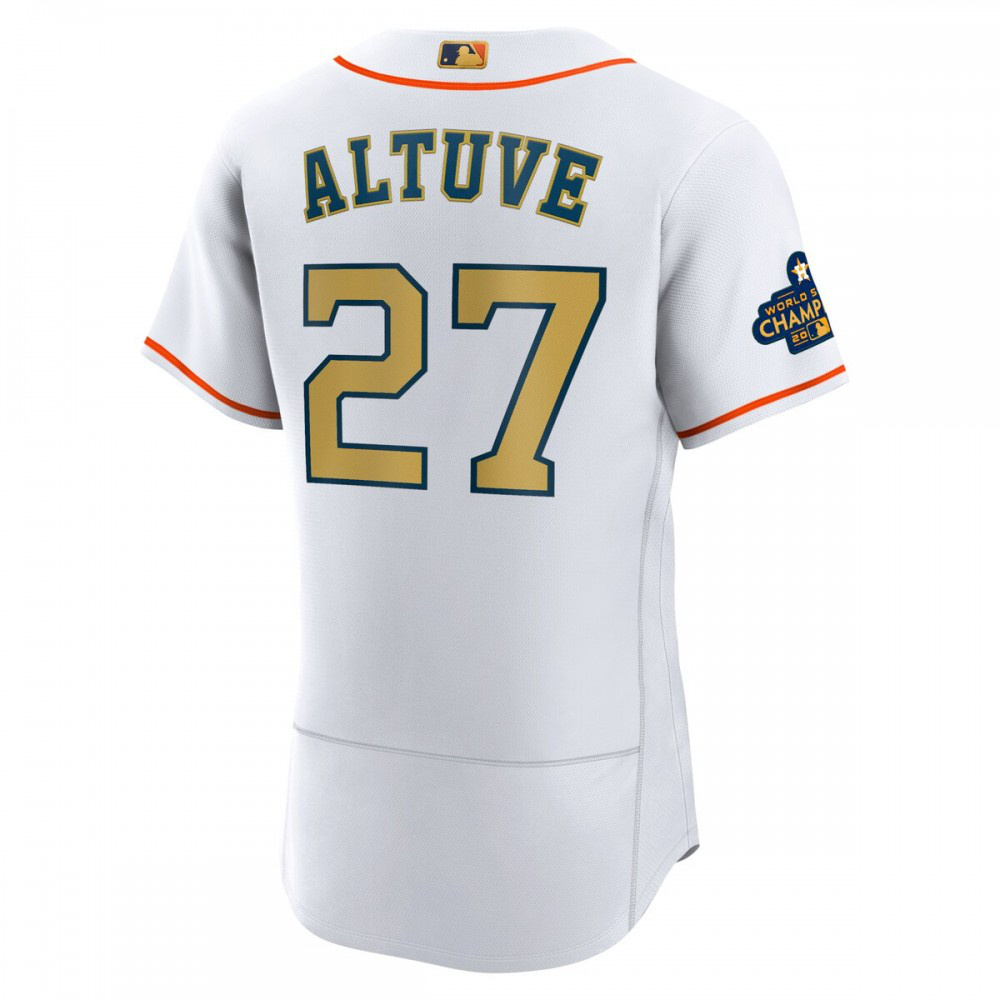 Jose Altuve Houston Astros 2023 Gold Collection Authentic Player Jersey - White-Pro Kit Vault | Brand New 26/27 Sports Jerseys