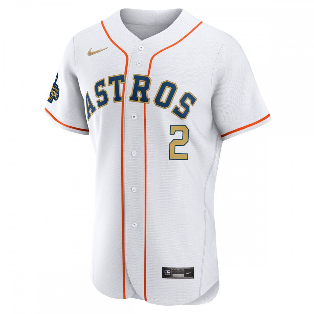 Alex Bregman Houston Astros 2023 Gold Collection Authentic Player Jersey - White-Pro Kit Vault | Brand New 26/27 Sports Jerseys