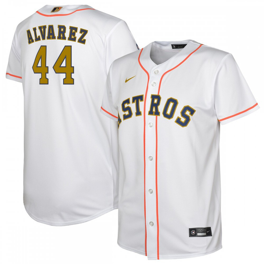 Yordan Alvarez Houston Astros Youth 2023 Gold Collection Replica Player Jersey - White/Gold-Pro Kit Vault | Brand New 26/27 Sports Jerseys