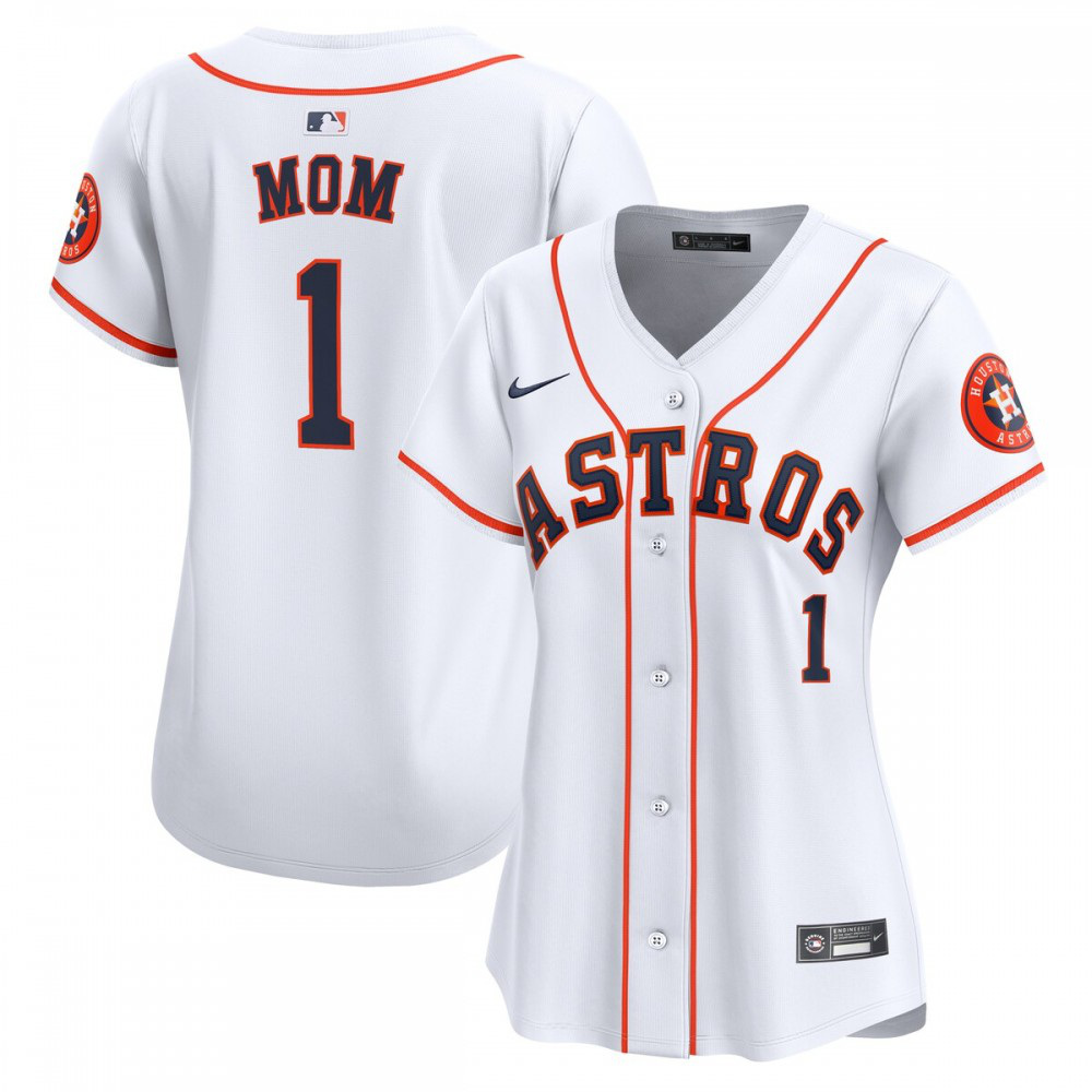 Houston Astros Women's #1 Mom Home Limited Jersey - White-Pro Kit Vault | Brand New 26/27 Sports Jerseys