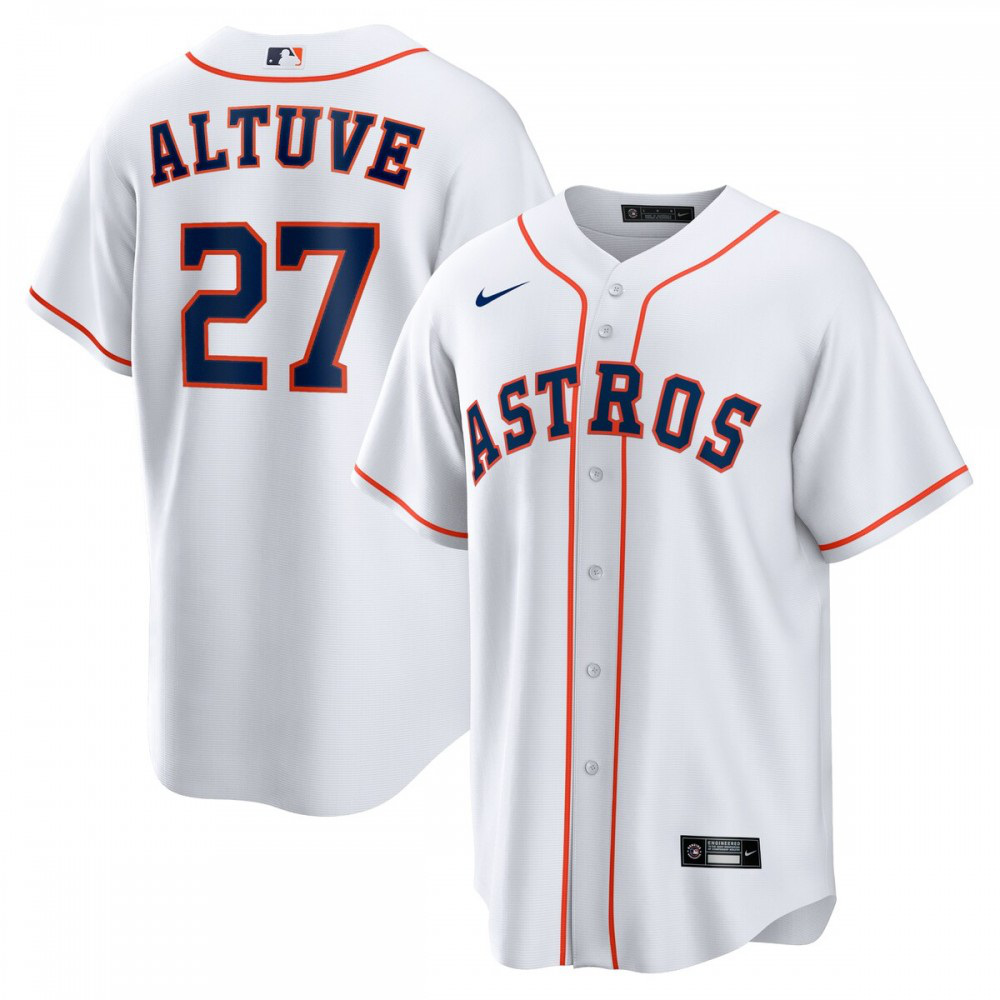 Jose Altuve Houston Astros Home Replica Player Name Jersey - White-Pro Kit Vault | Brand New 26/27 Sports Jerseys