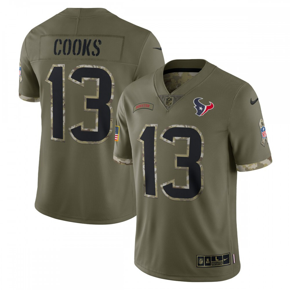 Brandin Cooks Houston Texans 2022 Salute To Service Limited Jersey - Olive-Pro Kit Vault | Brand New 26/27 Sports Jerseys