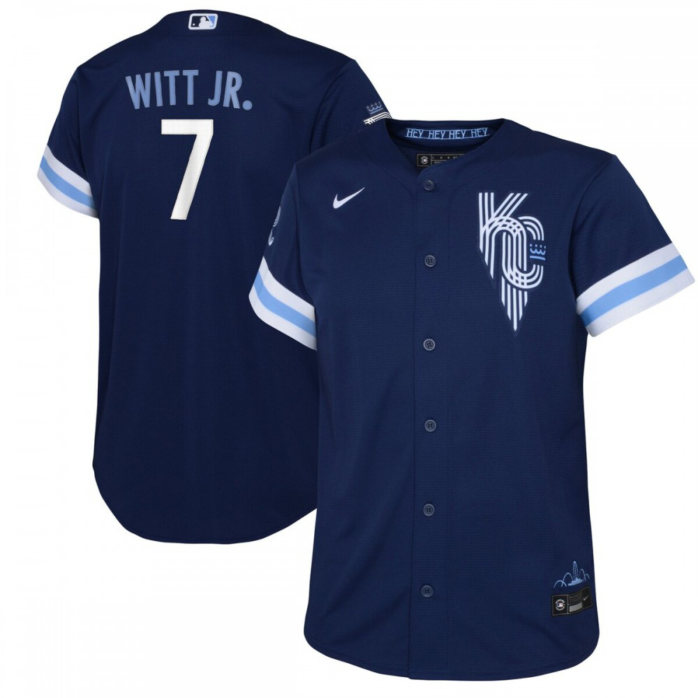 Bobby Witt Jr. Kansas City Royals Youth 2022 City Connect Replica Player Jersey - Navy-Pro Kit Vault | Brand New 26/27 Sports Jerseys