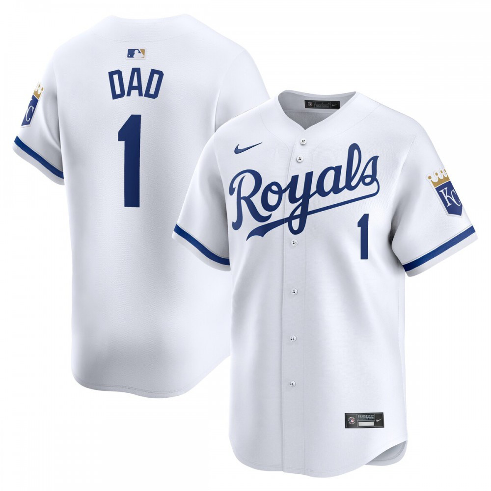 Kansas City Royals #1 Dad Home Limited Jersey - White-Pro Kit Vault | Brand New 26/27 Sports Jerseys