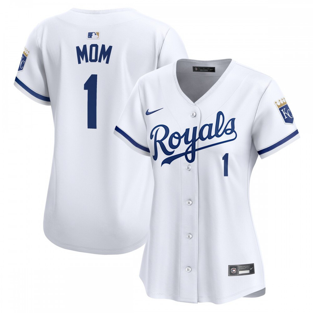 Kansas City Royals Women's #1 Mom Home Limited Jersey - White-Pro Kit Vault | Brand New 26/27 Sports Jerseys