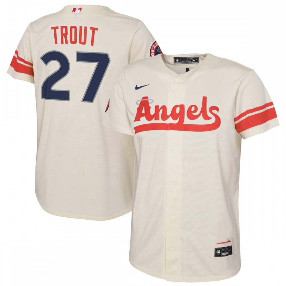 Mike Trout Los Angeles Angels Youth 2022 City Connect Replica Player Jersey - Cream-Pro Kit Vault | Brand New 26/27 Sports Jerseys