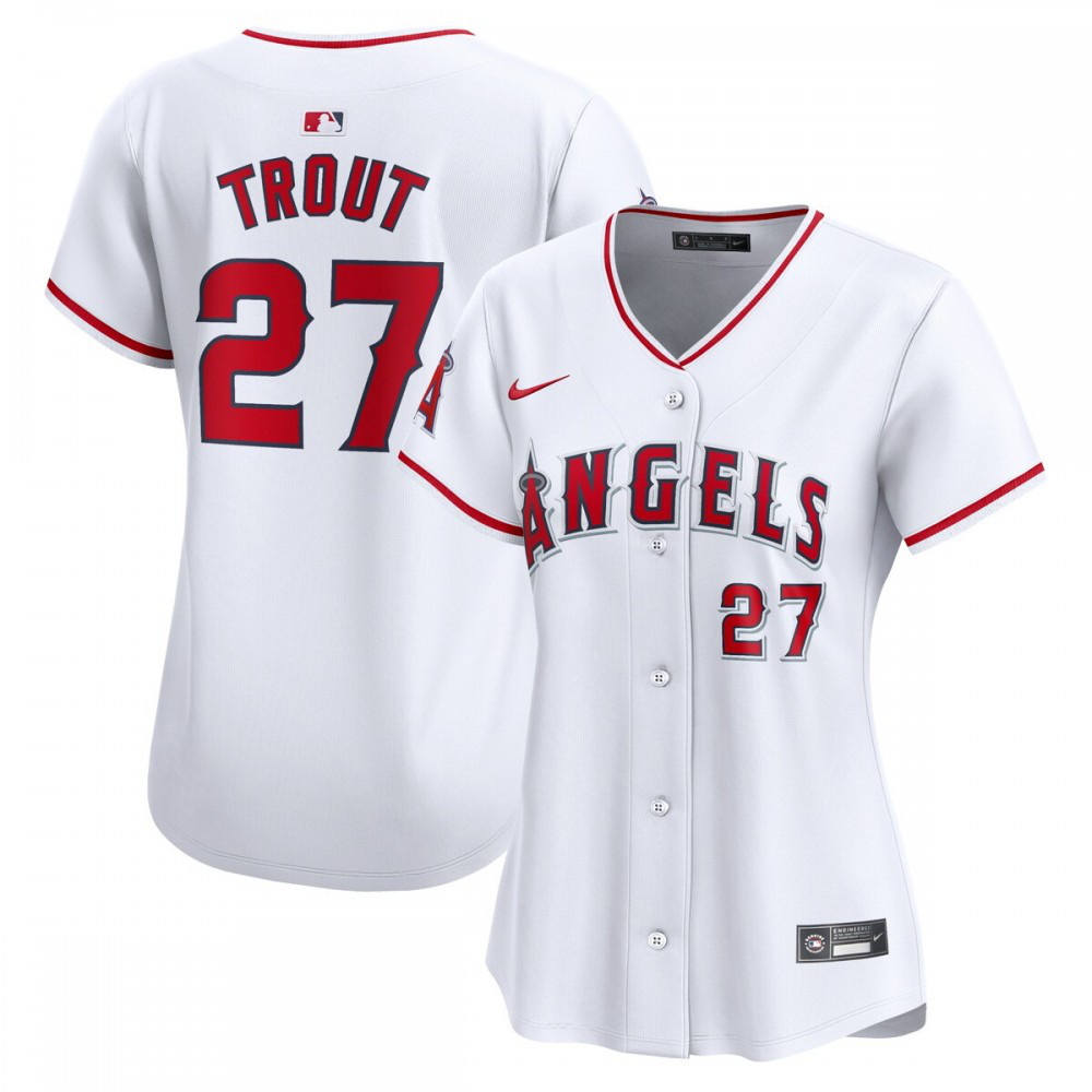 Mike Trout Los Angeles Angels Women's Home Limited Player Jersey - White-Pro Kit Vault | Brand New 26/27 Sports Jerseys