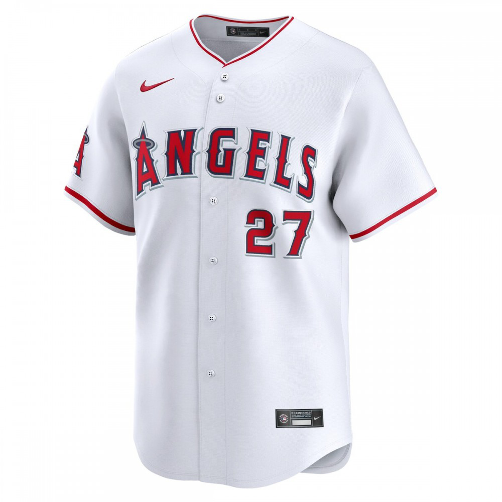 Mike Trout Los Angeles Angels Home Limited Player Jersey - White-Pro Kit Vault | Brand New 26/27 Sports Jerseys