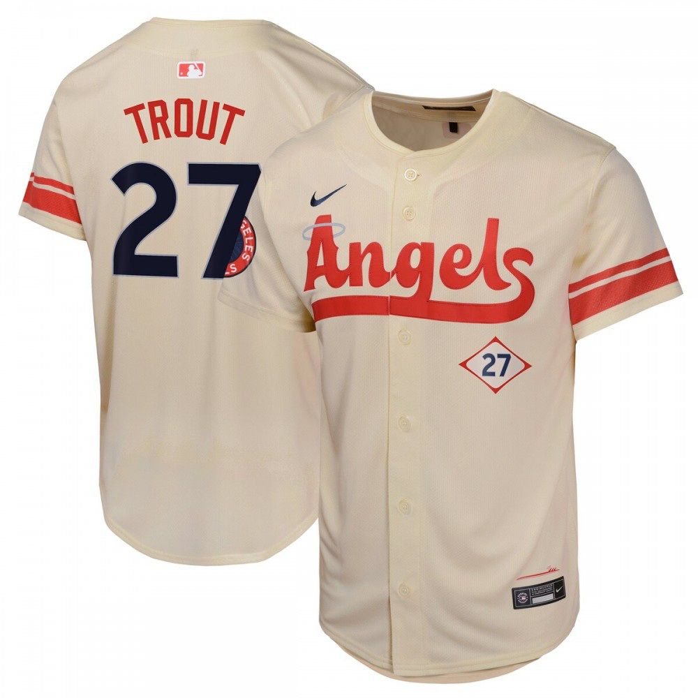 Mike Trout Los Angeles Angels Youth City Connect Limited Player Jersey - Cream-Pro Kit Vault | Brand New 26/27 Sports Jerseys