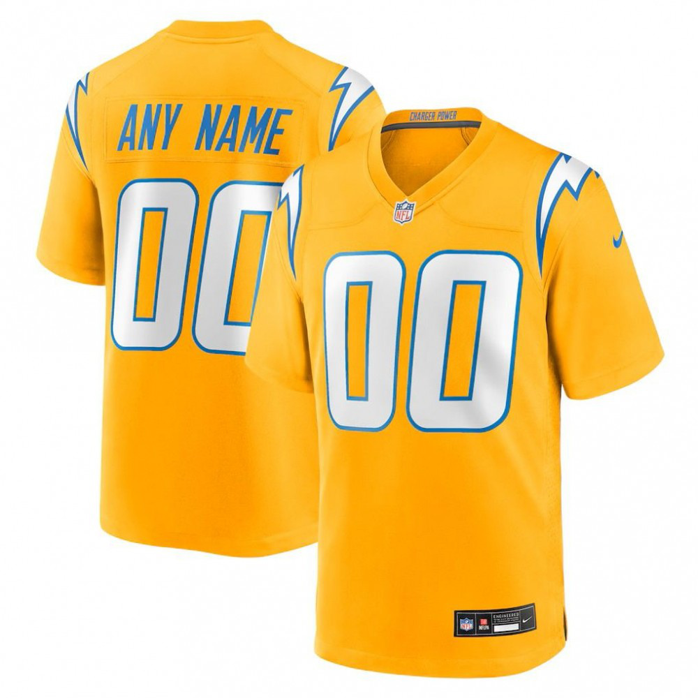 Los Angeles Chargers Alternate Charger Power Game Custom Jersey - Gold-Pro Kit Vault | Brand New 26/27 Sports Jerseys