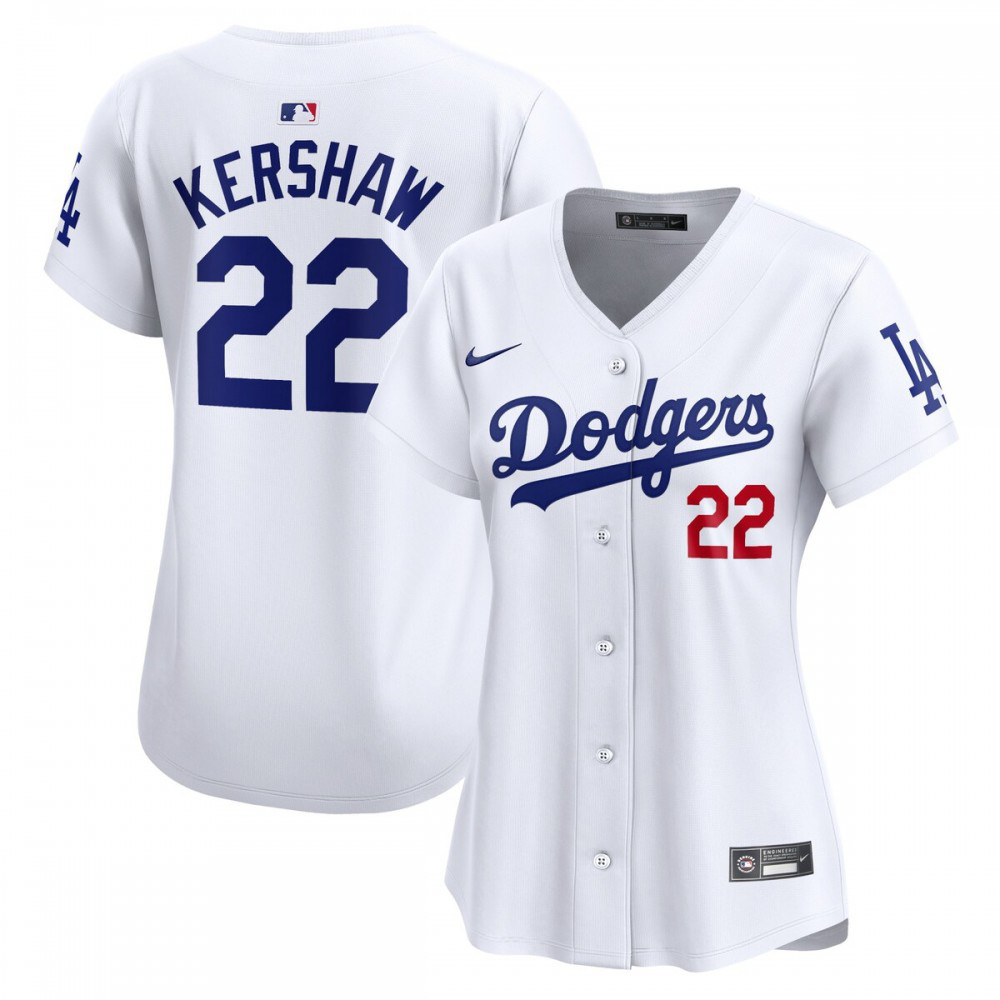 Clayton Kershaw Los Angeles Dodgers Women's Home Limited Player Jersey - White-Pro Kit Vault | Brand New 26/27 Sports Jerseys