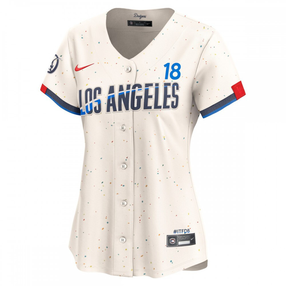 Yoshinobu Yamamoto Los Angeles Dodgers Women's 2024 City Connect Limited Player Jersey - Cream-Pro Kit Vault | Brand New 26/27 Sports Jerseys