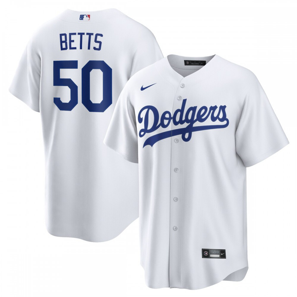 Mookie Betts Los Angeles Dodgers Home Replica Player Name Jersey - White-Pro Kit Vault | Brand New 26/27 Sports Jerseys