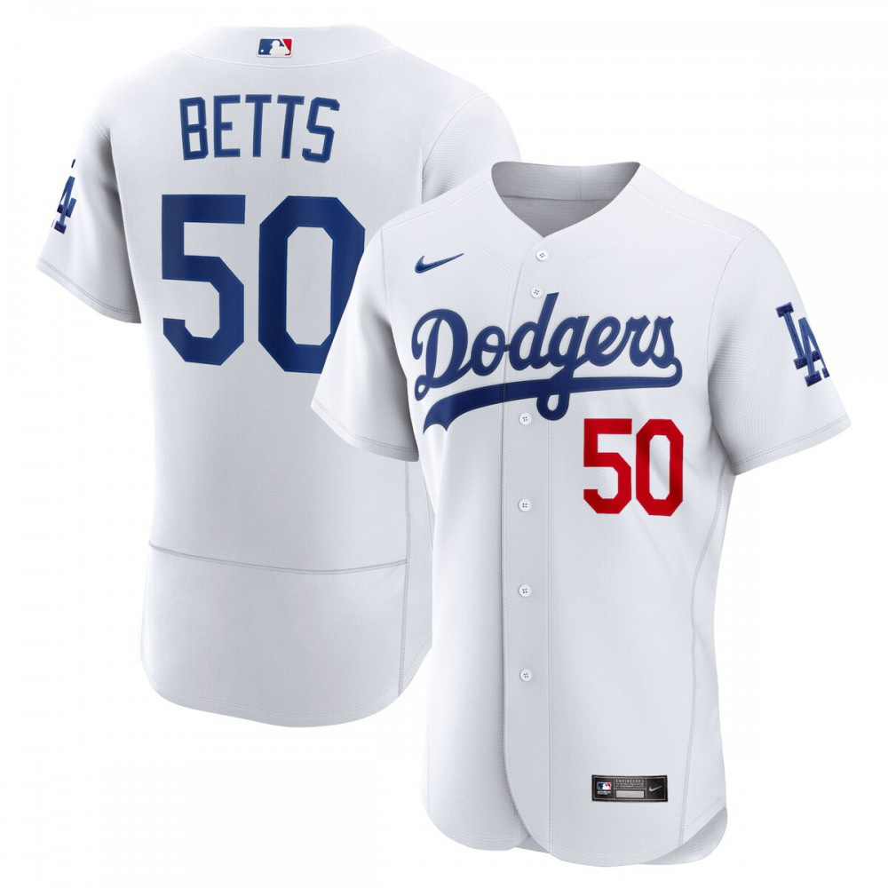 Mookie Betts Los Angeles Dodgers Home Authentic Player Jersey - White-Pro Kit Vault | Brand New 26/27 Sports Jerseys