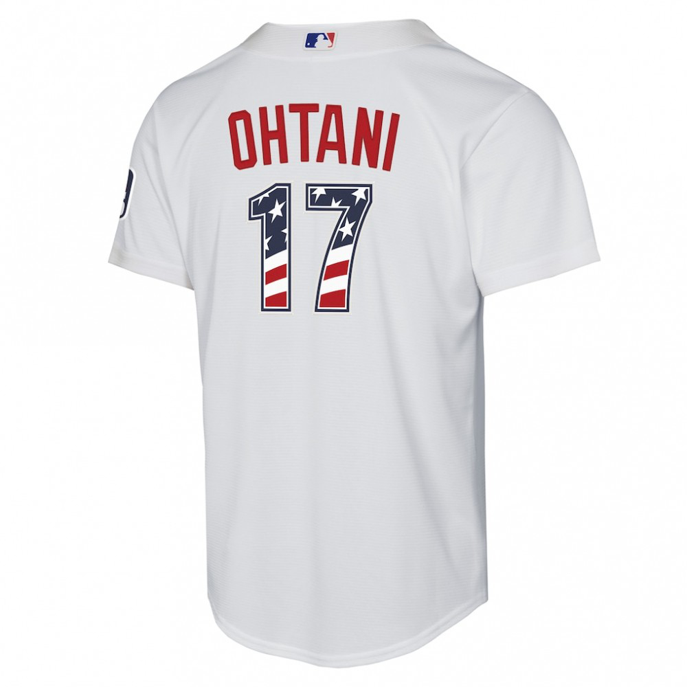 Shohei Ohtani Los Angeles Dodgers Youth USA 250 Fourth of July Home Replica Jersey - White-Pro Kit Vault | Brand New 26/27 Sports Jerseys