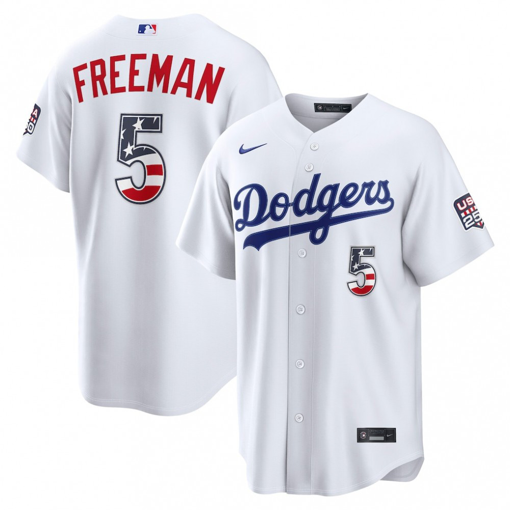 Freddie Freeman Los Angeles Dodgers USA 250 Fourth of July Home Stadium Jersey - White-Pro Kit Vault | Brand New 26/27 Sports Jerseys