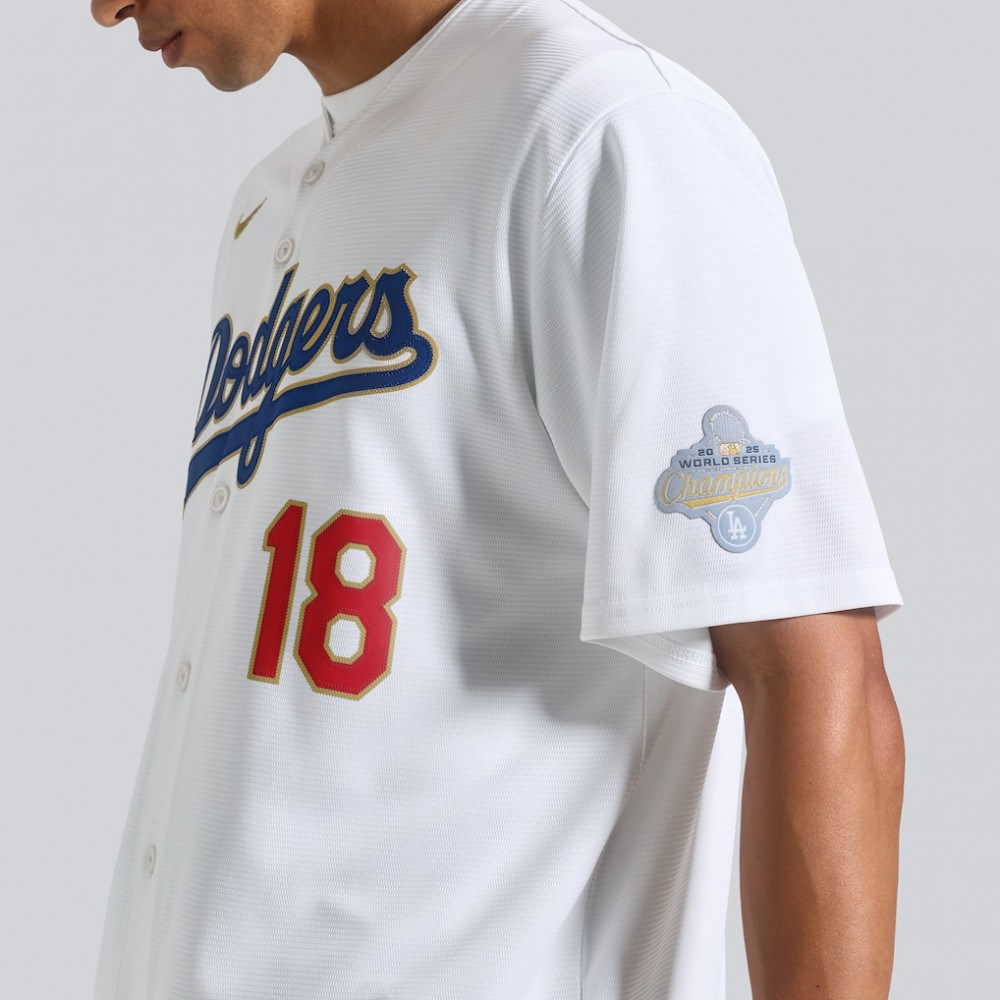 Yoshinobu Yamamoto Los Angeles Dodgers 2026 Gold Collection Kanji Stadium Jersey - White-Pro Kit Vault | Brand New 26/27 Sports Jerseys
