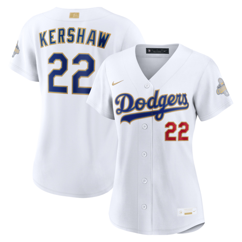 Clayton Kershaw Los Angeles Dodgers Women's 2026 Gold Collection Stadium Jersey - White-Pro Kit Vault | Brand New 26/27 Sports Jerseys