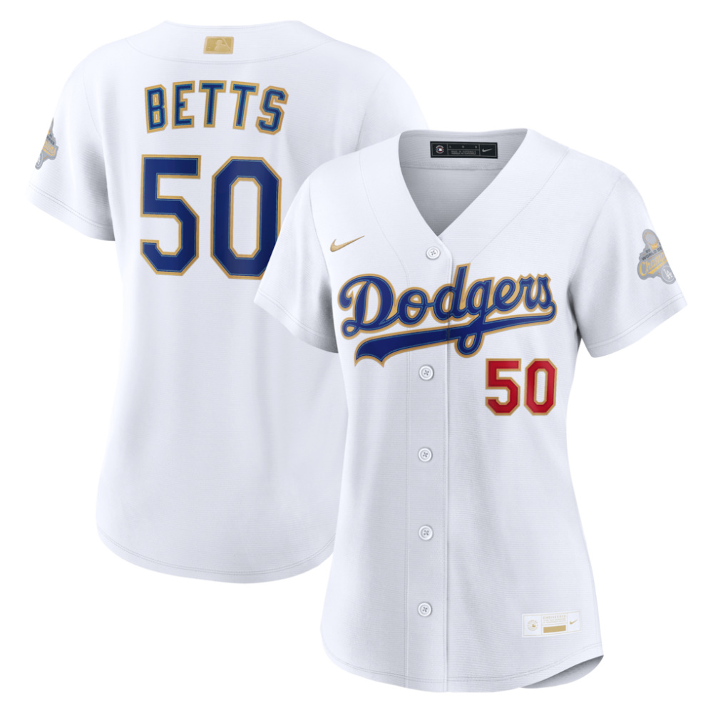 Mookie Betts Los Angeles Dodgers Women's 2026 Gold Collection Stadium Jersey - White-Pro Kit Vault | Brand New 26/27 Sports Jerseys