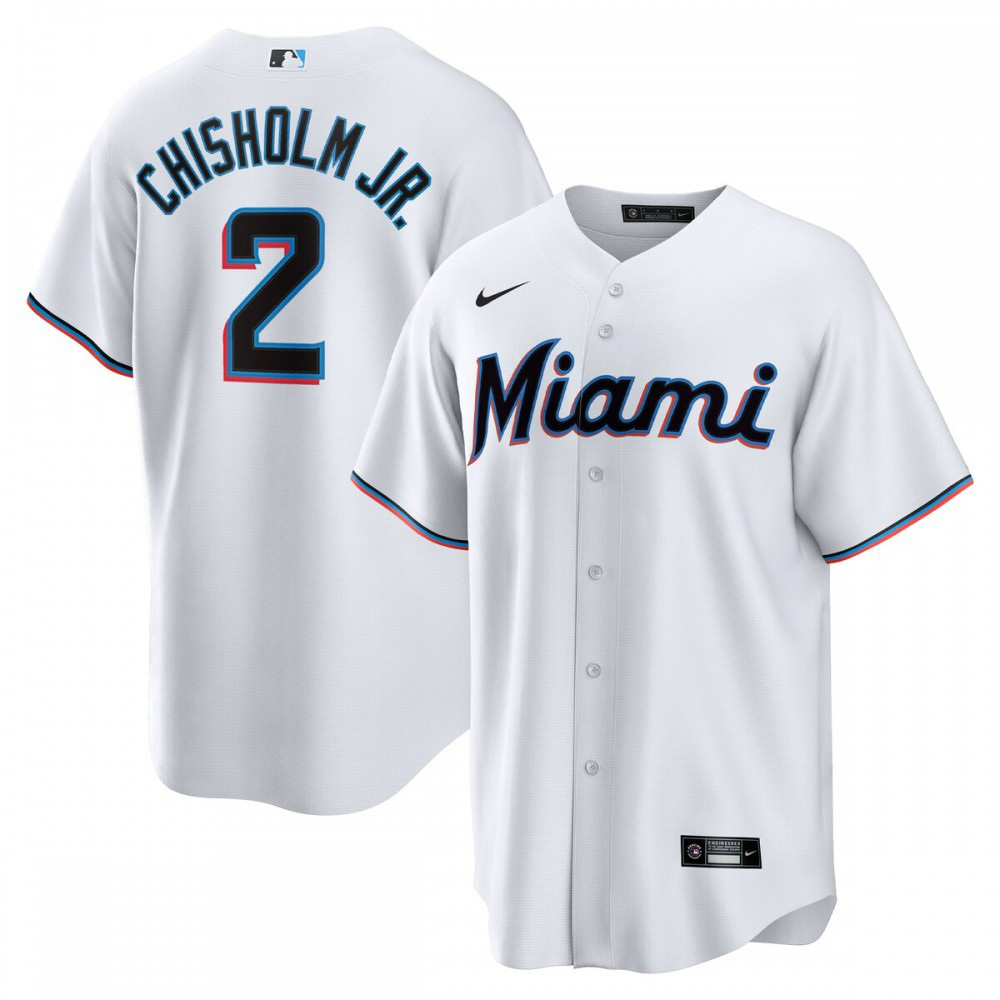 Jazz Chisholm Jr. Miami Marlins Home Replica Player Jersey - White-Pro Kit Vault | Brand New 26/27 Sports Jerseys