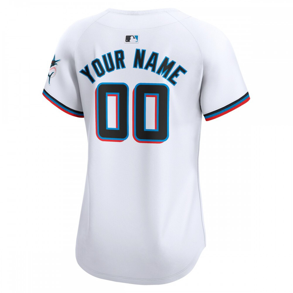 Miami Marlins Women's Home Limited Custom Jersey - White-Pro Kit Vault | Brand New 26/27 Sports Jerseys