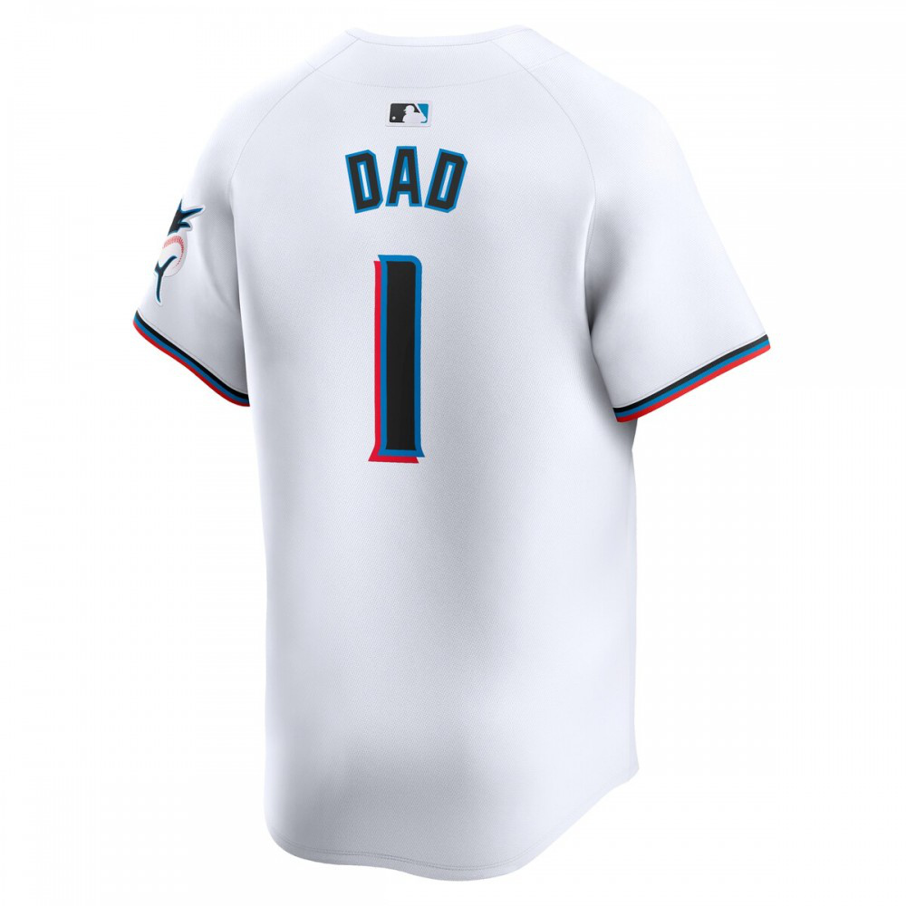 Miami Marlins #1 Dad Home Limited Jersey - White-Pro Kit Vault | Brand New 26/27 Sports Jerseys