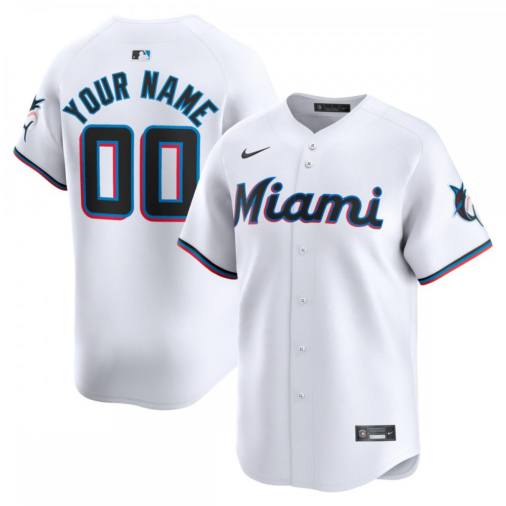 Miami Marlins Home Limited Custom Jersey - White-Pro Kit Vault | Brand New 26/27 Sports Jerseys