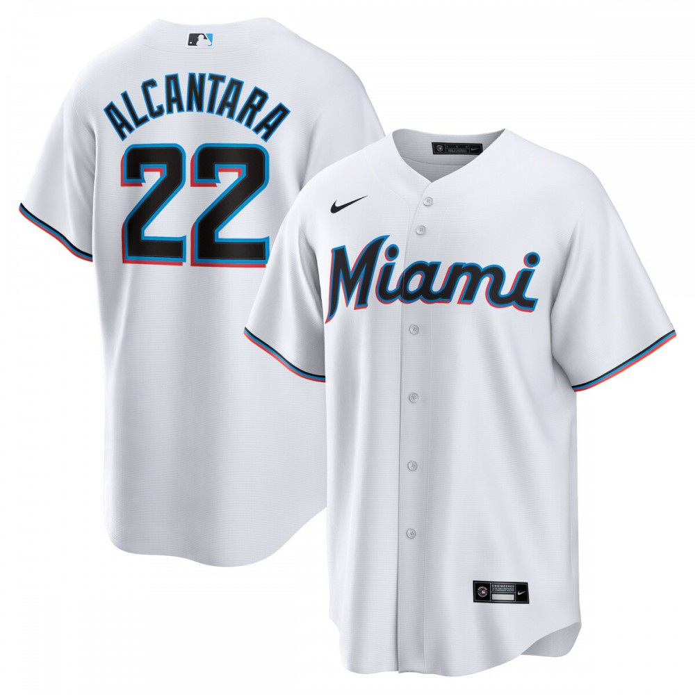 Sandy Alcantara Miami Marlins Replica Player Jersey - White-Pro Kit Vault | Brand New 26/27 Sports Jerseys